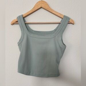 Madewell - The Tailored Crop Tank In Sleekhold. Sage Mist, Size Small